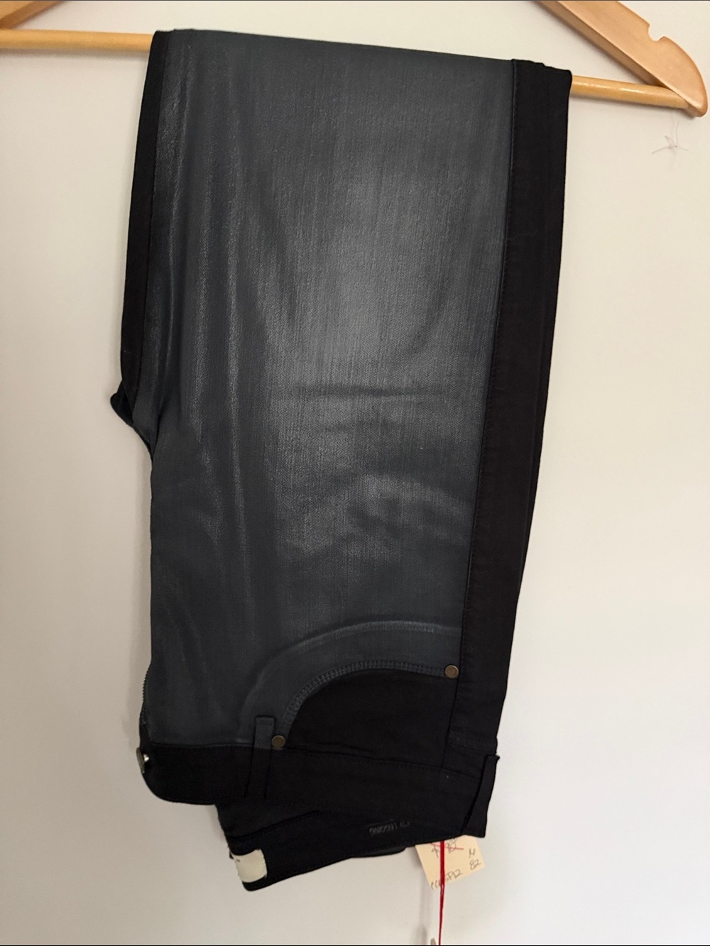 Womens Black Slim Jeans with leather insert. Cookie Johnson!
